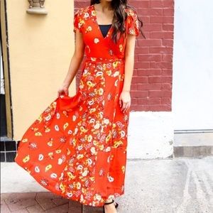 NWT Free People floral maxi wrap dress